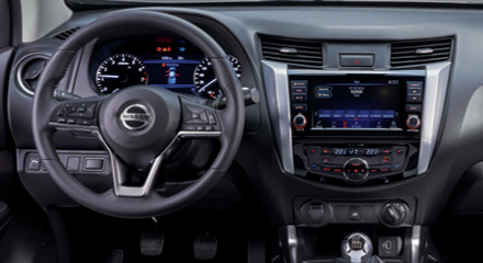 Nissan Navara LE Model steering wheel, radio and touch screen