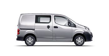 Sideview of silver Nissan NV200